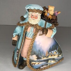 Rare 2003 Thomas Kincaid Old World Santa Woodland Painted Scene on Canvas